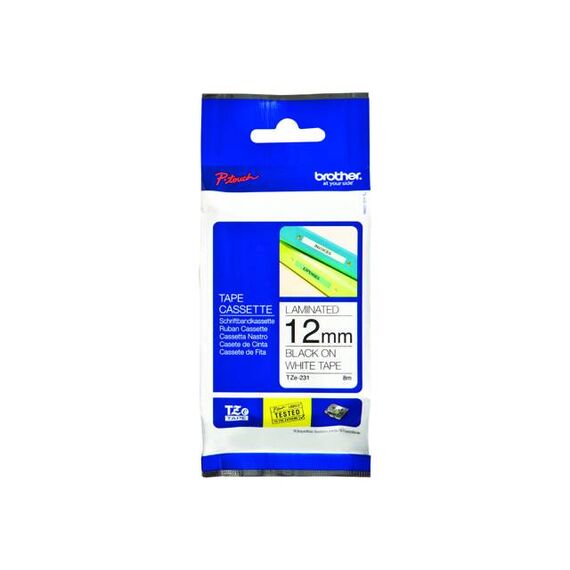 Brother TZe231 Adhesive black on white Roll | TZE231