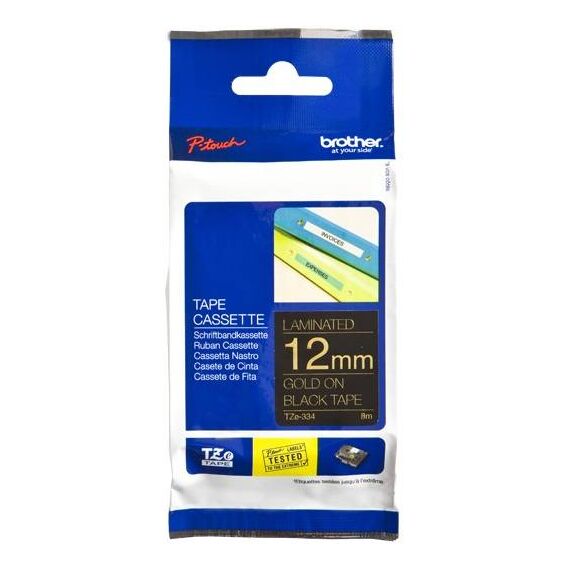 Brother TZe334 Gold on black Roll  | TZE334