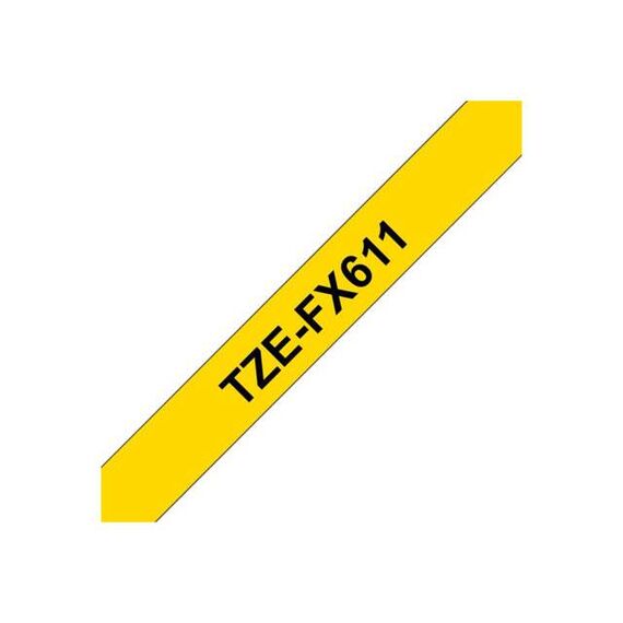 Brother TZeFX611 Black on yellow Roll | TZEFX611