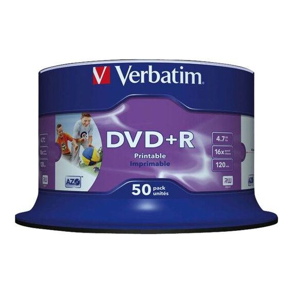 Verbatim 50 x DVD+R 4.7 GB 16x printable inner hub, | 43512
