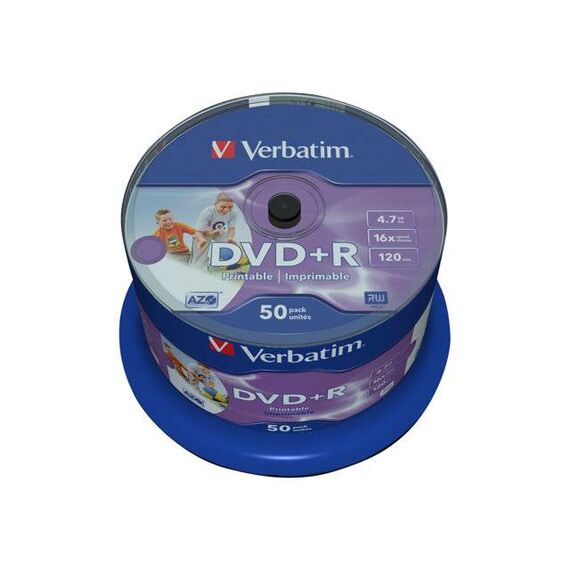 Verbatim 50 x DVD+R 4.7 GB 16x printable inner hub, | 43512