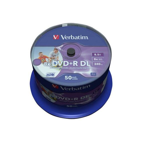 Verbatim 50 x DVD+R DL 8.5 GB 8x ink jet printable | 43703