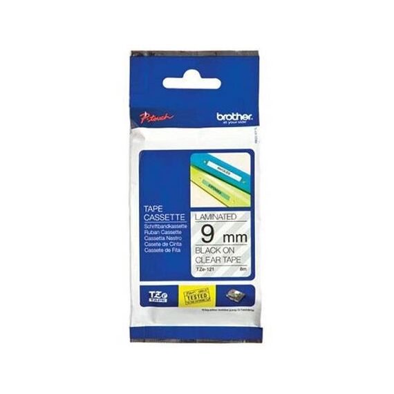 Brother TZe121 Standard adhesive black on clear | TZE121