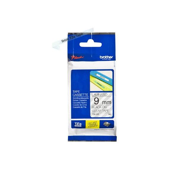 Brother TZe121 Standard adhesive black on clear | TZE121