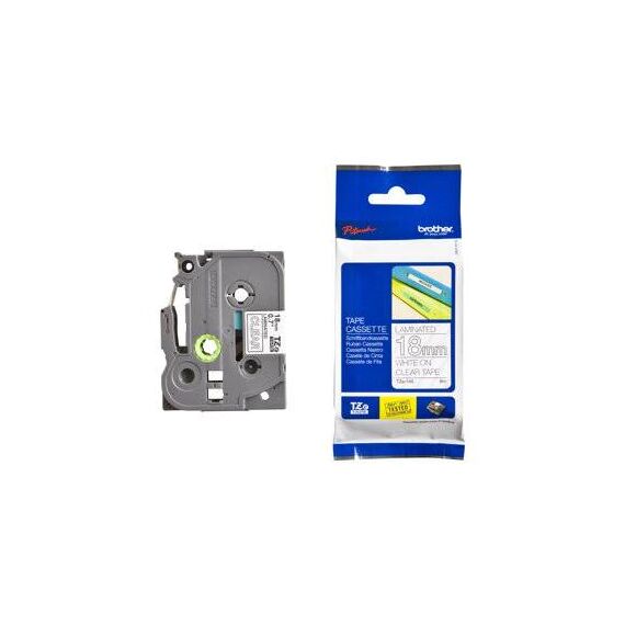 Brother TZe145 Standard adhesive white on clear | TZE145