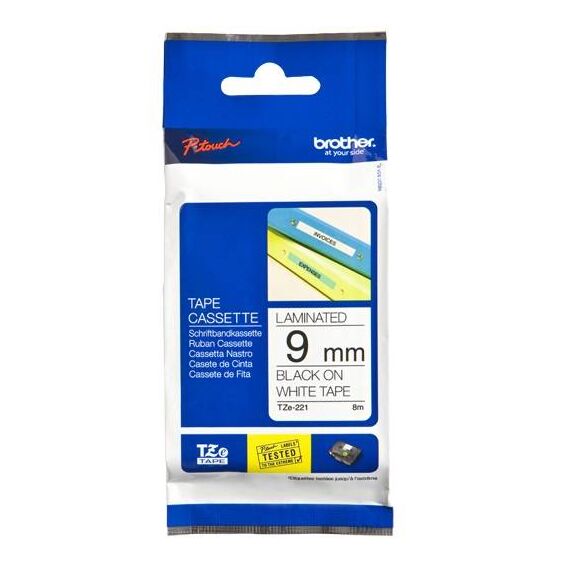 Brother TZe221 Adhesive black on white Roll | TZE221