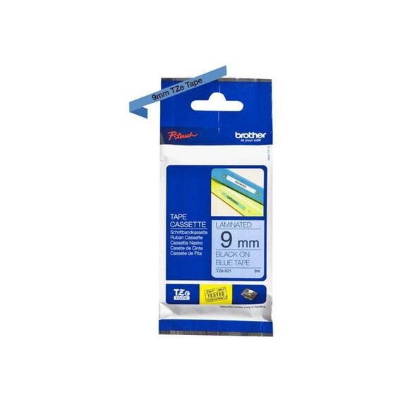 Brother TZe521 Black on blue Roll (0.9 cm x 8 m) | TZE521