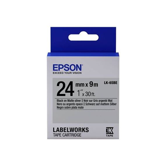 Epson LabelWorks LK-6SBE Black on matte silver | C53S656009