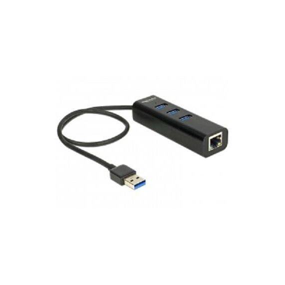 DeLock USB 3.0 Hub 3 Port + 1 Port Gigabit LAN 62653
