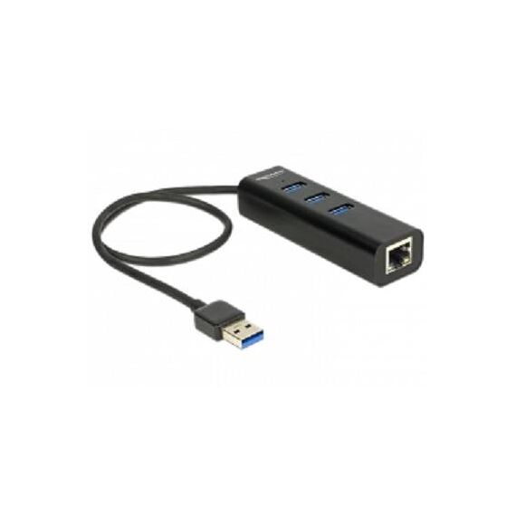 DeLock USB 3.0 Hub 3 Port + 1 Port Gigabit LAN 62653