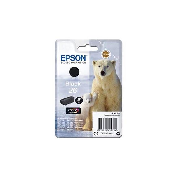 Epson 26 6.2 ml black original ink cartridge C13T26014012