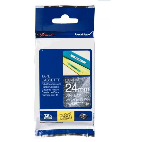 Brother TZePR955 White on premium silver Roll TZEPR955