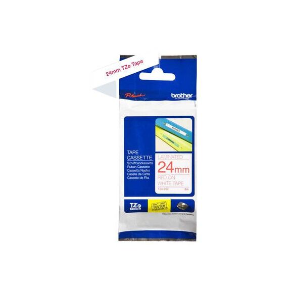 Brother TZe252 Standard adhesive red on white Roll TZE252