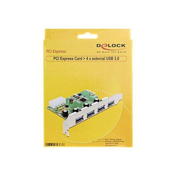 DeLock PCI Express Card > 4 x external USB 3.0 USB 89363