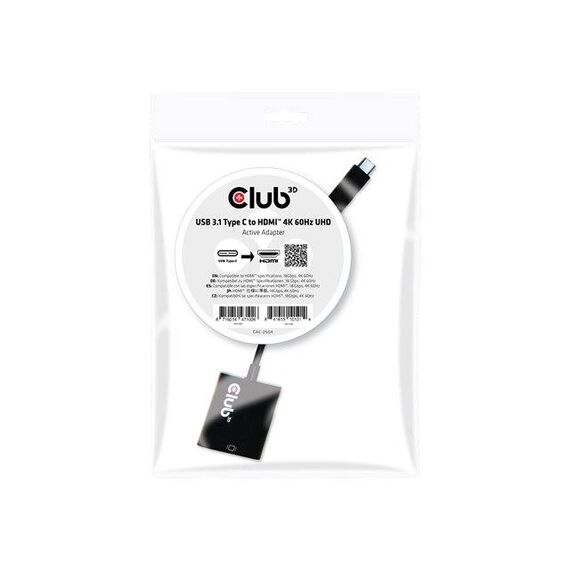 Club 3D USB 3.1 Type-C to HDMI 2.0 UHD 4K Active