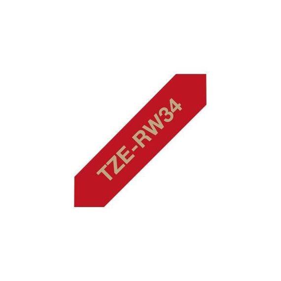 Brother TZeRW34 Gold on wine red Roll (1.2 cm x 4 TZERW34