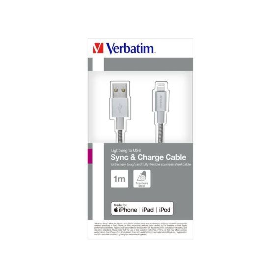 Verbatim Charge Lightning cable 1m  silver