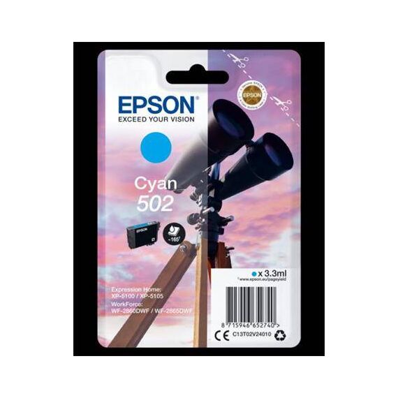 Epson 502 3.3 ml cyan original blister ink C13T02V24010