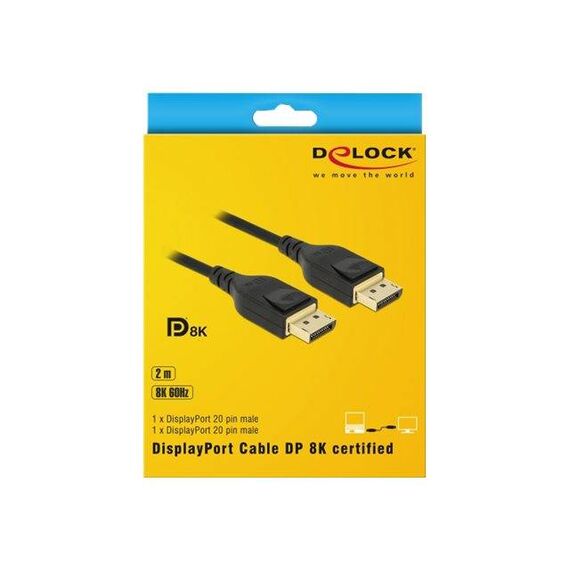 DeLOCK DisplayPort cable 2m  8K support black  85660