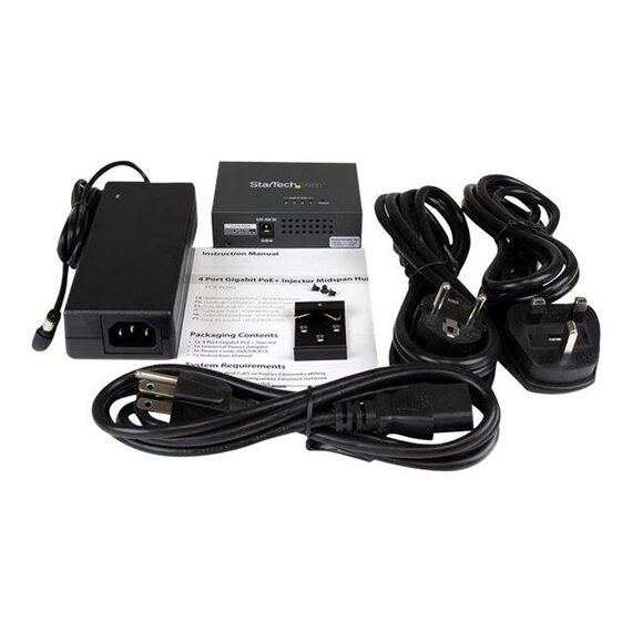 StarTech.com 4-port Gigabit Midspan PoE+ POEINJ4G