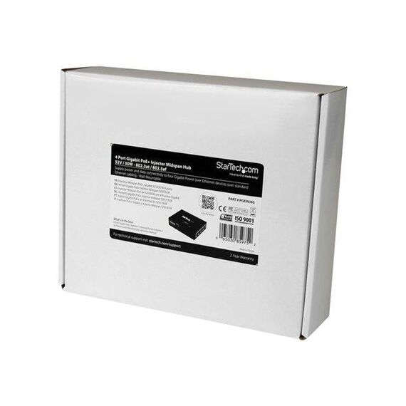 StarTech.com 4-port Gigabit Midspan PoE+ POEINJ4G