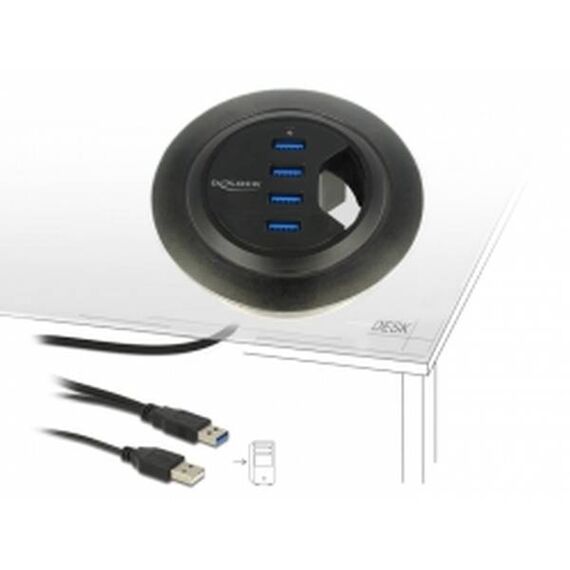 DeLock In-Desk Hub Hub 4 x SuperSpeed USB 3.0 62868