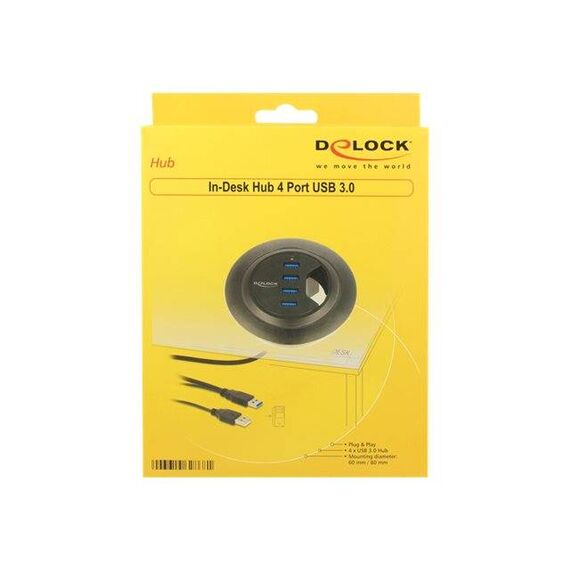 DeLock In-Desk Hub Hub 4 x SuperSpeed USB 3.0 62868