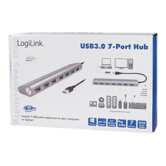 LogiLink USB 3.0 Hub 7-Port with Card Reader, UA0308