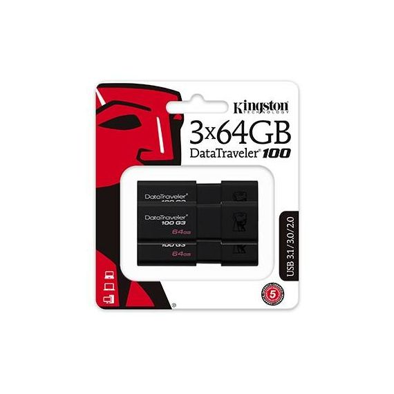 Kingston DataTraveler 100 G3 USB 3.0 64GB DT100G364GB-3P