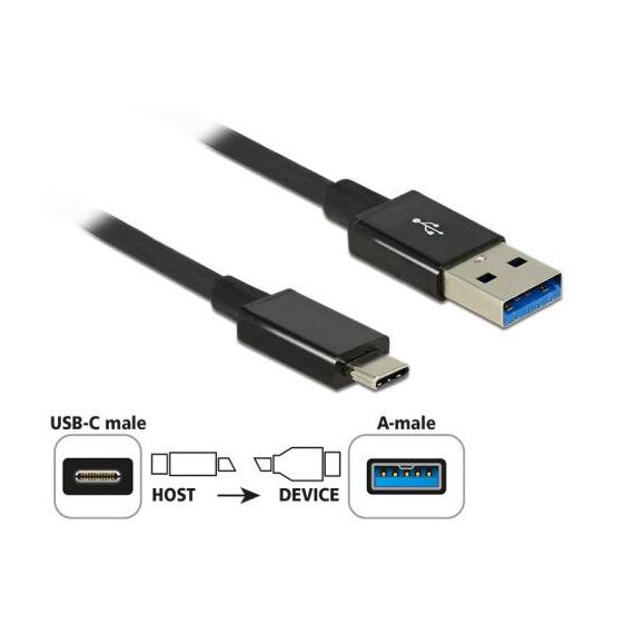 DeLOCK Premium USB Type A (M) to USB-C 1m black  83983