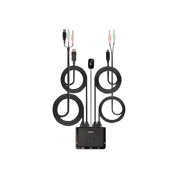 Lindy 2 Port KVM DP 1.2, USB Type C, USB 2.0 42346