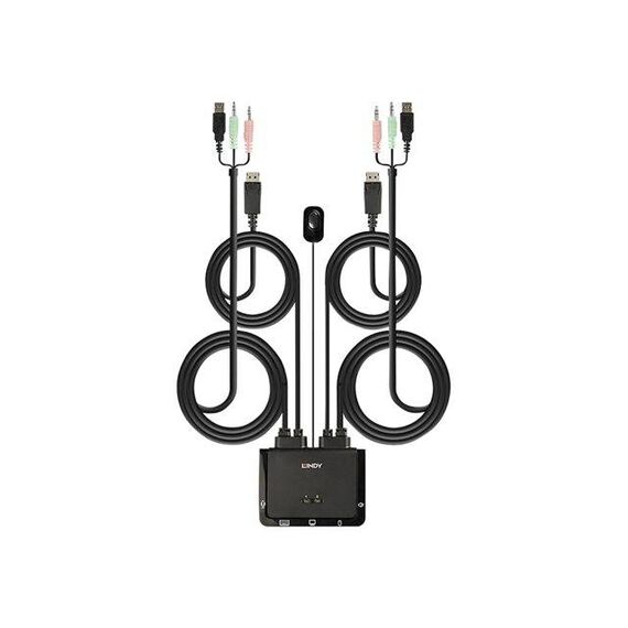 Lindy 2 Port DP 1.2, USB 2.0 & Audio KVM switch 42344