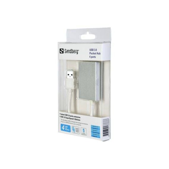 Sandberg USB 3.0 Pocket Hub Hub 4 x SuperSpeed USB 133-88