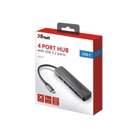 Trust Halyx Aluminium USB-C to 4-Port USB-A 3.2 Hub 23328