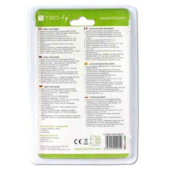 Techly Compact SmartCard readerwriter USB 2.0 ICARD-CAM-USB2TY
