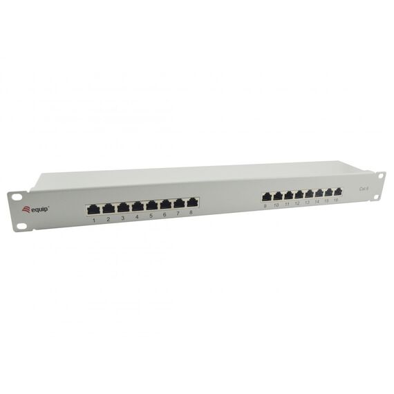 16-Port Cat.6 Shielded Patch Panel, Light Grey