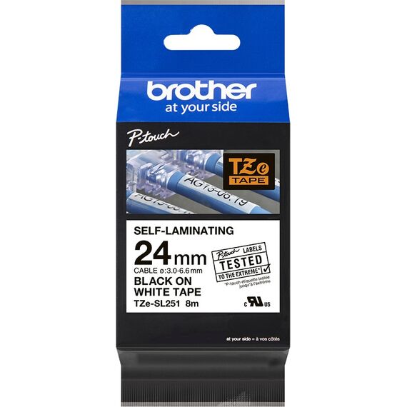 Brother TZe-SL251 / Self-adhesive / black on white / Roll (2.4 cm x 8 m)