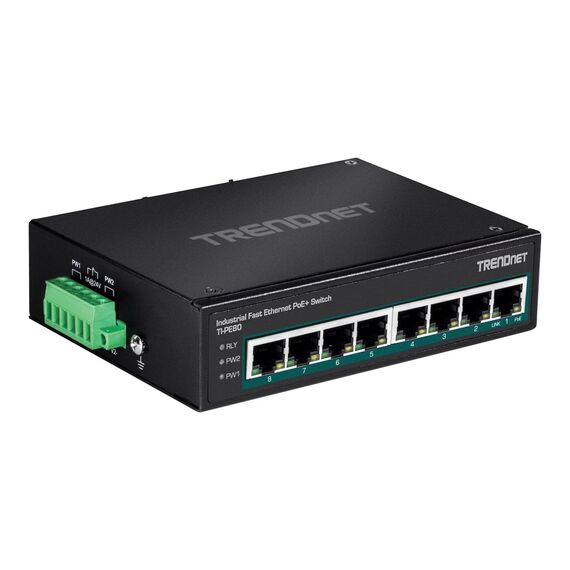 TRENDnet TIPE80 Industrial switch 8 x 10100 (PoE+) DIN TI-PE80