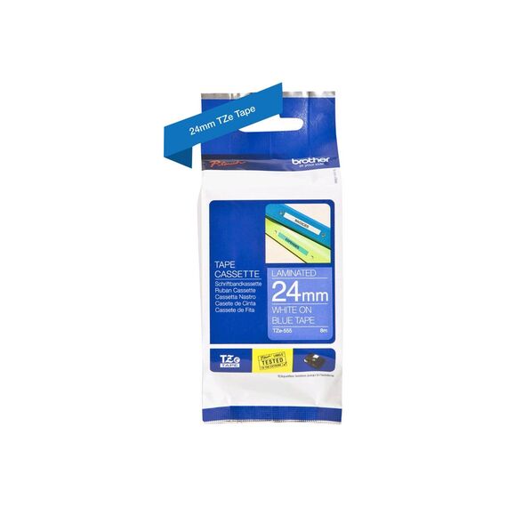 Brother TZe555 White on blue Roll (2.4 cm x 8 m) 1 TZE555
