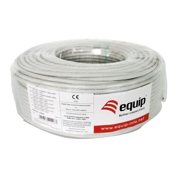 equip / Bulk cable / Cat.6 U/UTP Installation Cable, LSZH,100m, Grey