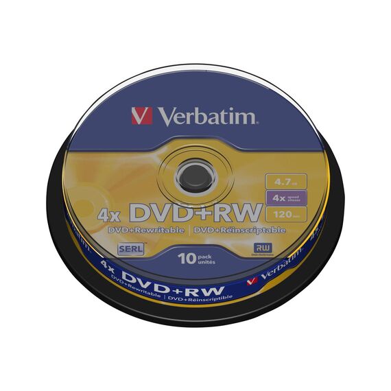 Verbatim 10 x DVD+RW 4.7 GB (120min) 4x matt silver 43488