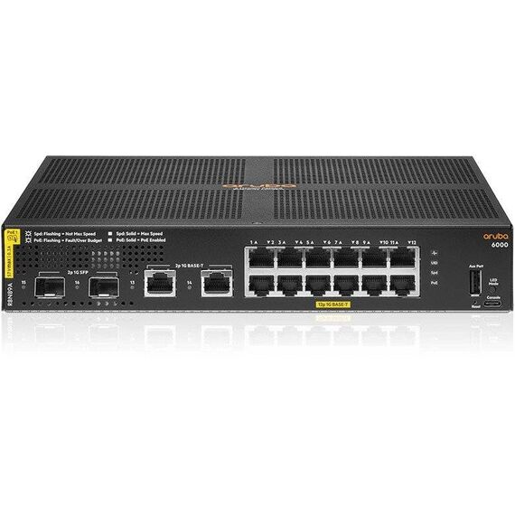 HPE Aruba 6000 12G Class4 PoE 2G2SFP 139W Switch R8N89A