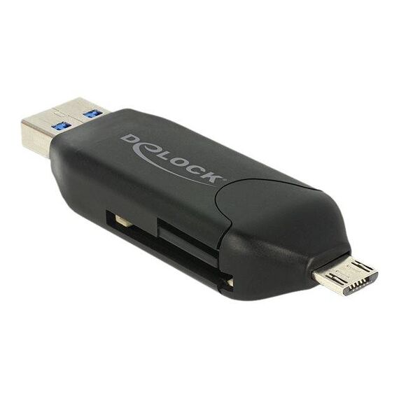 DeLOCK Micro USB OTG Card Reader + USB 3.0 A male Card 91734