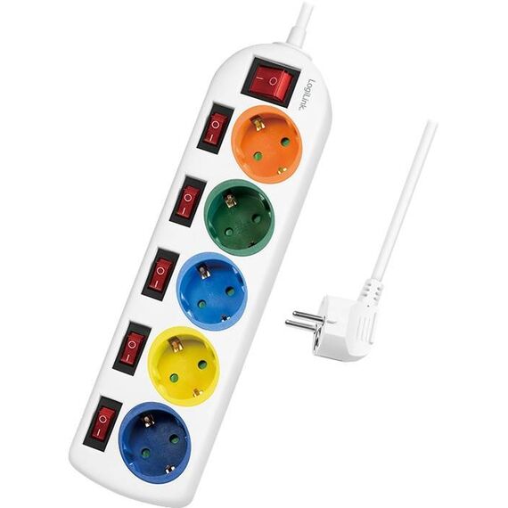 LogiLink Multicolor Power strip AC 250 V 3680 Watt LPS258