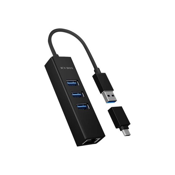 ICY BOX IBHUB1419LAN Hub 3 x USB 3.2 Gen 1 + 1 IBHUB1419LAN