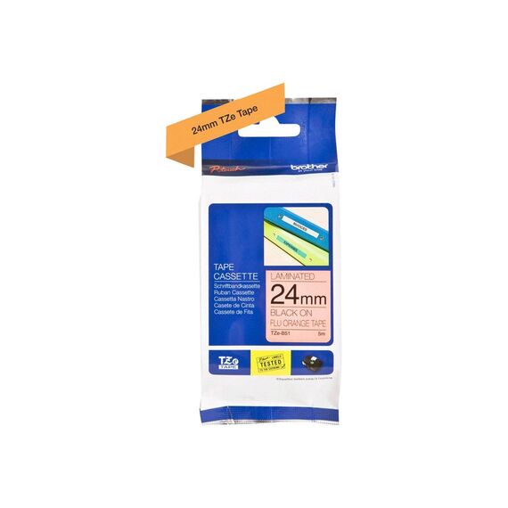 Brother TZeB51 Standard adhesive black on fluorescent TZEB51