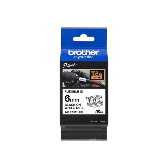 Brother TZeFX211 Black on white Roll (0.6 cm x 8 m) TZEFX211