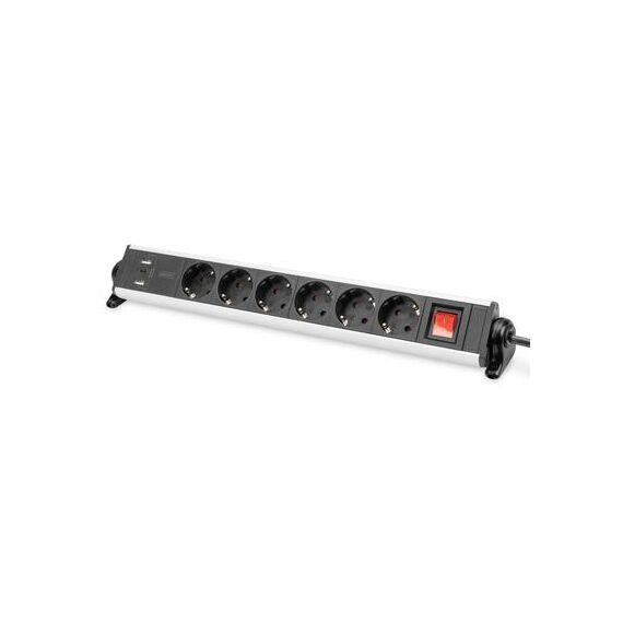 Digitus 6way office power strip with 3x USB ports DA70624