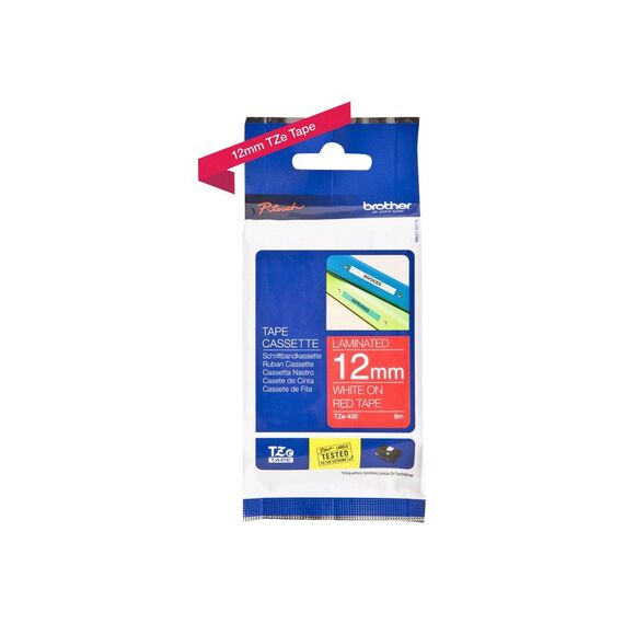 Brother TZe435 White on red Roll (1.2 cm x 8 m) 1 TZE435