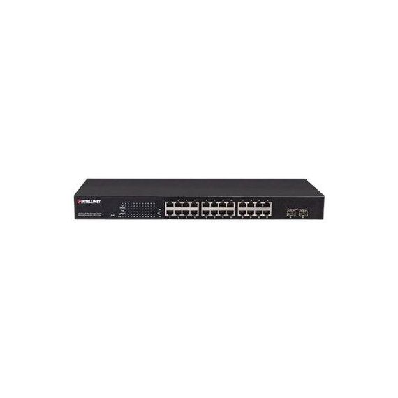 Intellinet 24-Port Gigabit Ethernet PoE+ Web-Managed Switch with 2 SFP Ports, 24 x PoE ports, IEEE 802.3at/af Power over Ethernet (PoE+/PoE), 2 x SFP, Endspan, 19" Rackmount - Switch - Managed - 24 x 10/100/1000 (PoE+) + 2 x SFP - desktop, rack-mountable - PoE+